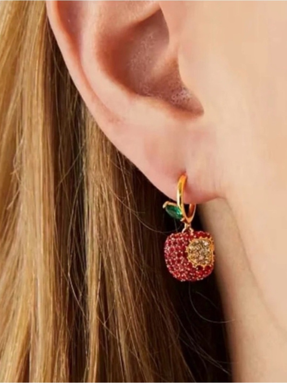 Kate Spade Apple of My Eye Pave Huggies Earrings